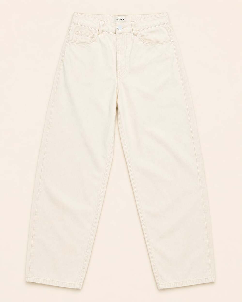RÓHE Cream High Rise Barrel Leg Jeans Size 38 Quiet Luxury Minimalist